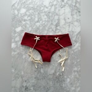 SKIMS Burgundy Panties with Cream Accents XXS